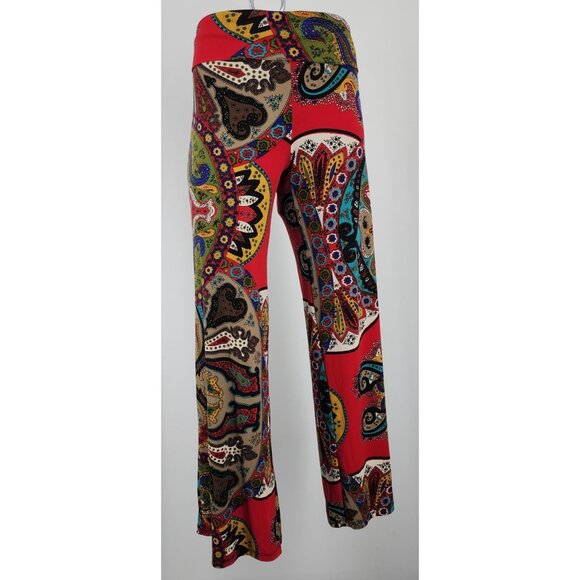 Women's Solola Fe Colorful Wide Leg Pull On Pants 2XL USA Made Flowy Dress - Picture 2 of 8